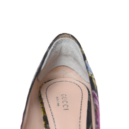 Gucci Jacquard Romantic Bouquet Dionysus High Heel Pumps 37.5 Black Multicolor 12 of 12