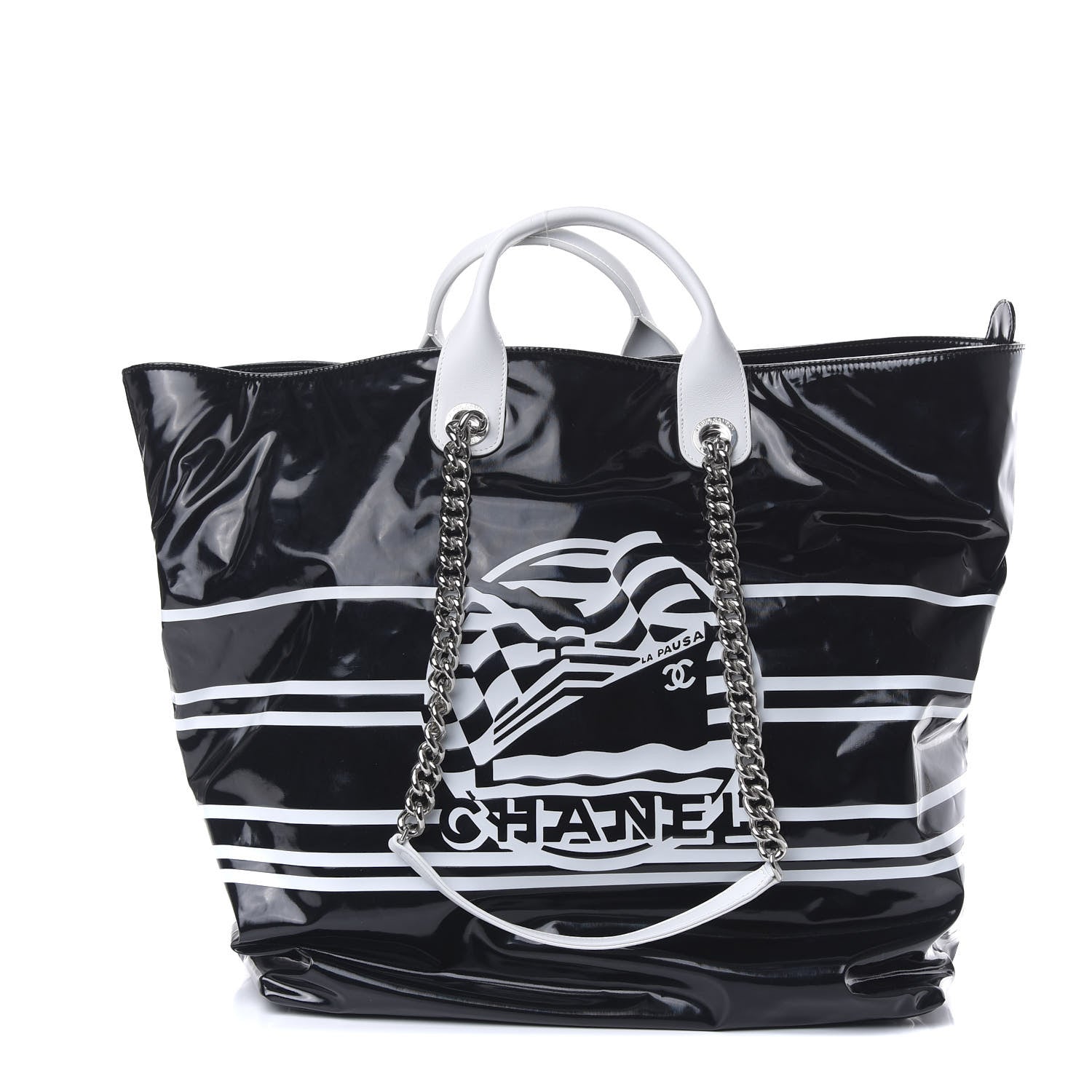 Chanel Vinyl Large La Pausa Bay Shopping Bag Black 1 of 10