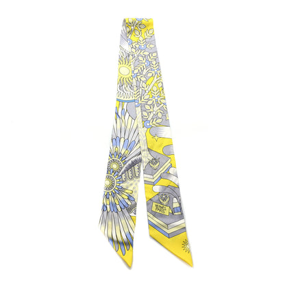 Hermes Silk La Source de Pegase Twilly Jaune Vif Gris Perle 2 of 4