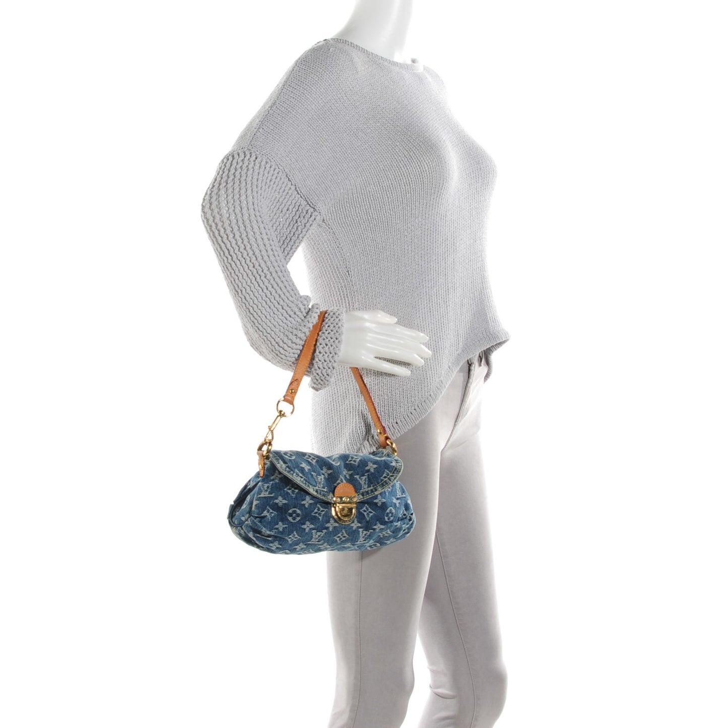 Monogram Denim Mini Pleaty Blue