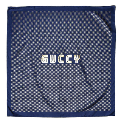 Gucci X SEGA Silk Twill GUCCY Stars Square Scarf Sapphire 1 of 4