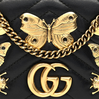 Gucci Calfskin Matelasse Mini Animal Studs GG Marmont Bag Black 7 of 9