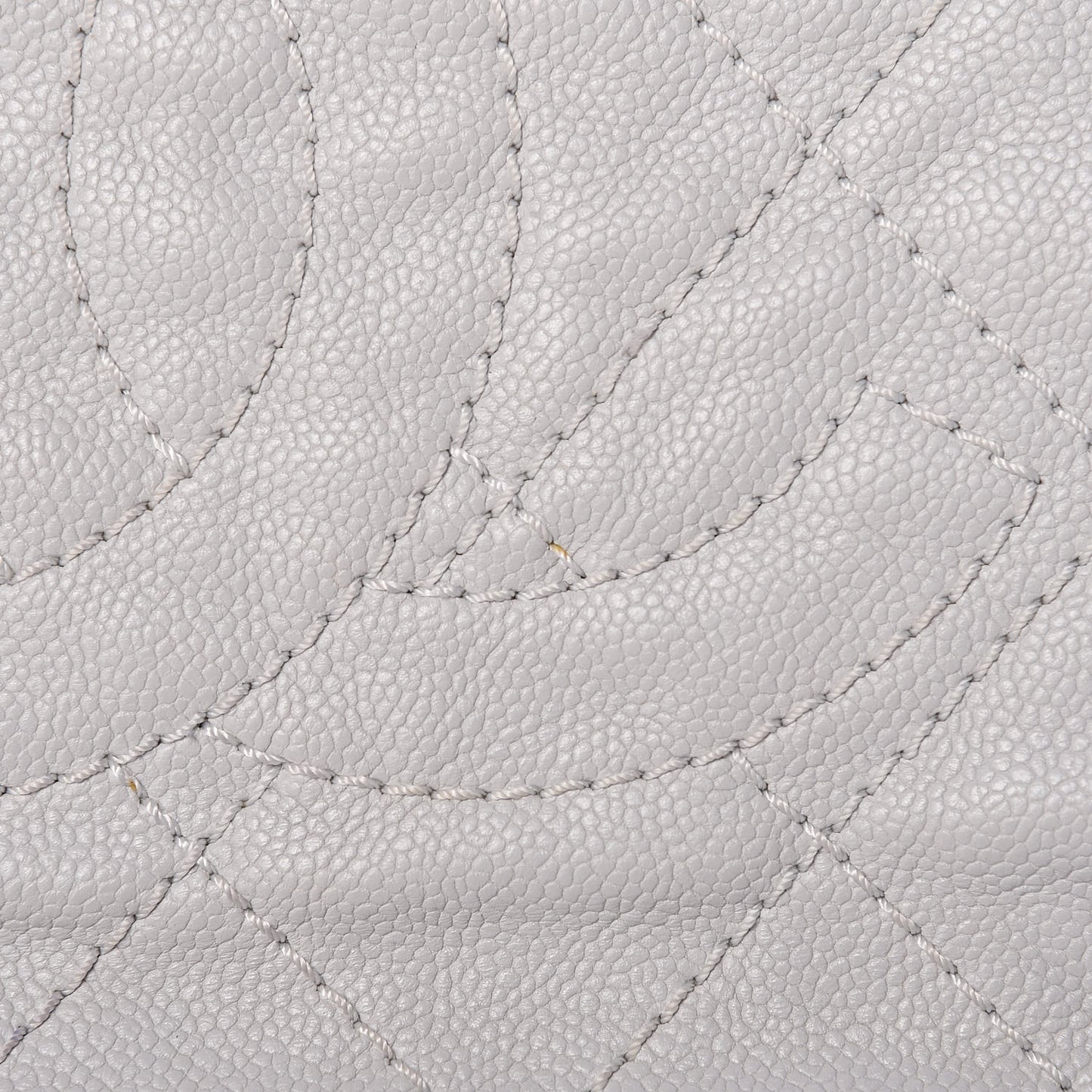 Grained Calfskin Quilted Small Daily Shopping Tote Light Grey