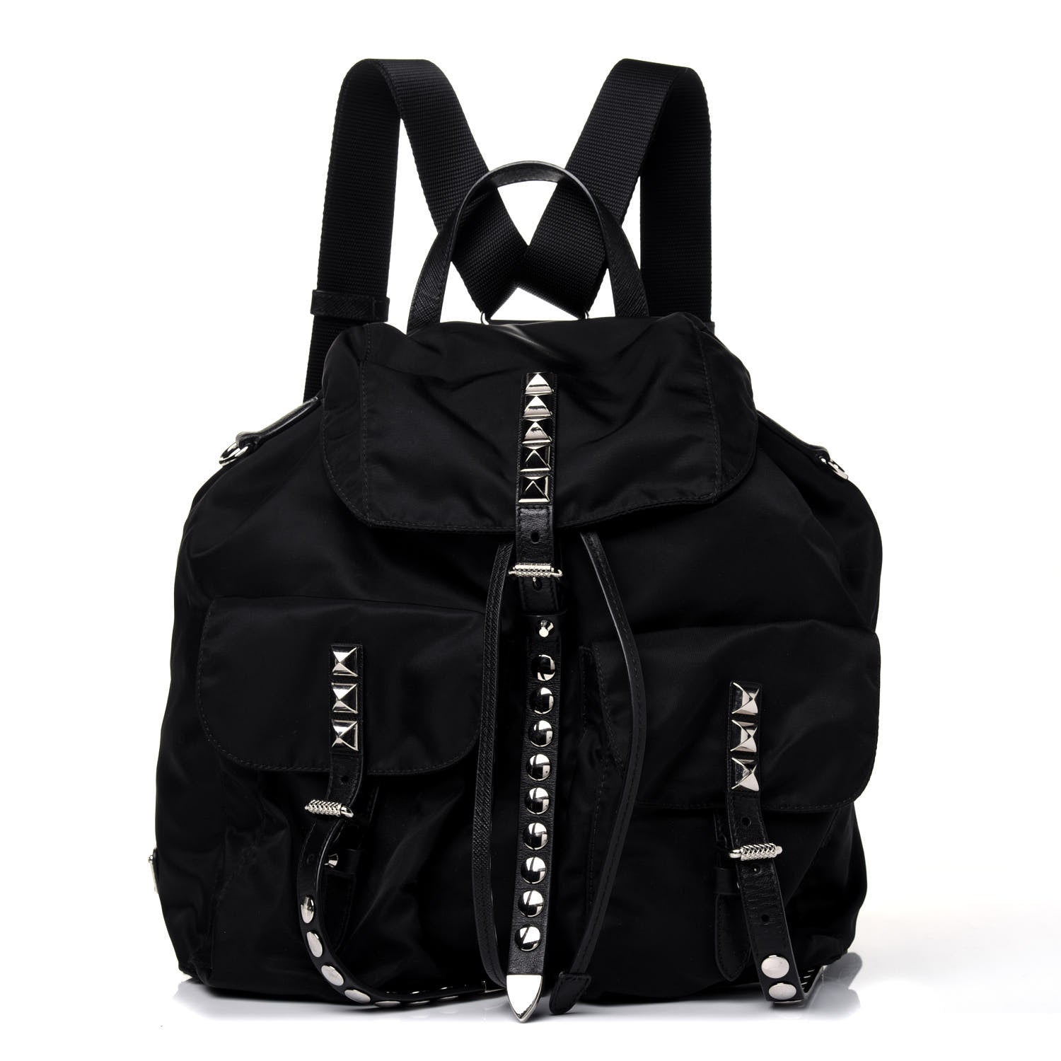 Prada Nylon New Vela Studded Backpack Black 1 of 18