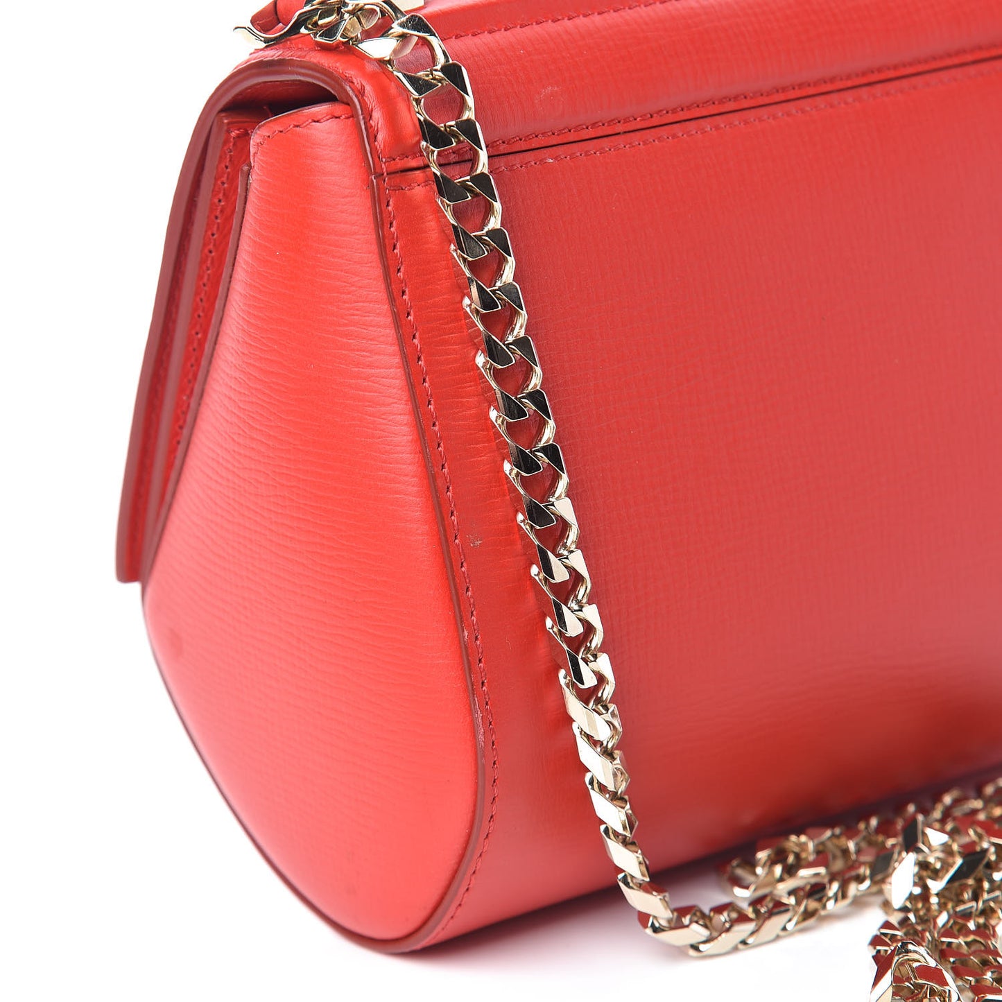 Textured Calfskin Mini Pandora Box Chain Crossbody Bag Medium Red