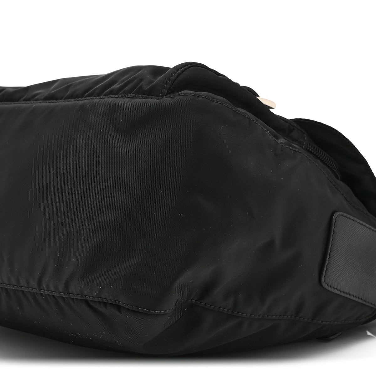 Re-Nylon Vela Saffiano Pocket Double Buckle Messenger Shoulder Bag Black