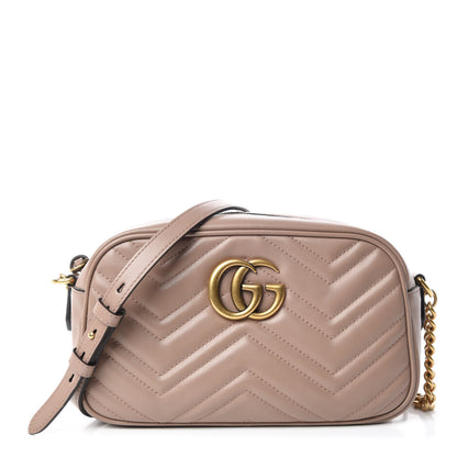 Gucci Calfskin Matelasse Small GG Marmont Chain Shoulder Bag Taupe 1 of 11