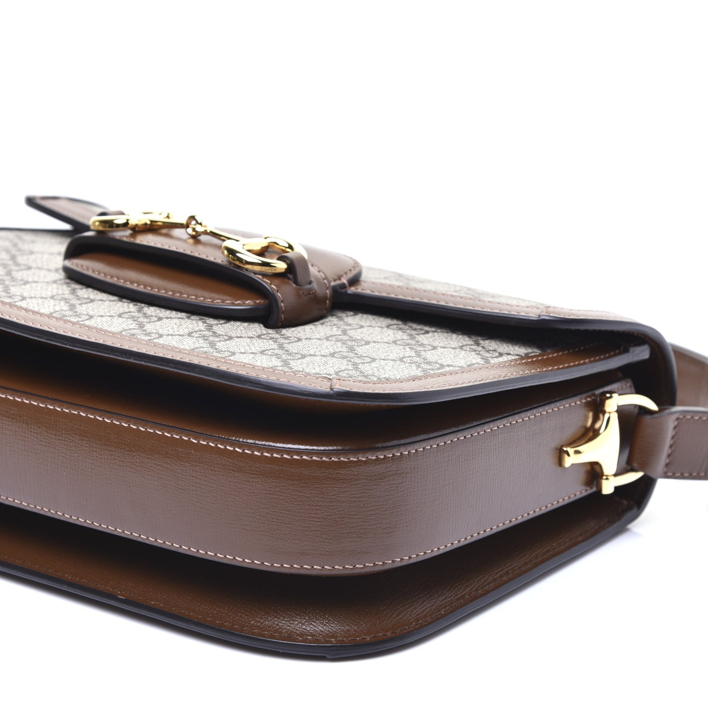 GG Supreme Monogram Horsebit 1955 Shoulder Bag Beige Brown Sugar