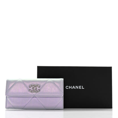 Chanel Iridescent Calfskin Quilted Chanel 19 Flap Wallet Light Purple 11 of 11