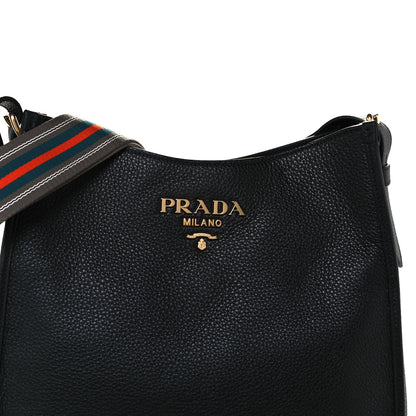 Prada Vitello Daino Hobo Messenger Bag Black 9 of 11