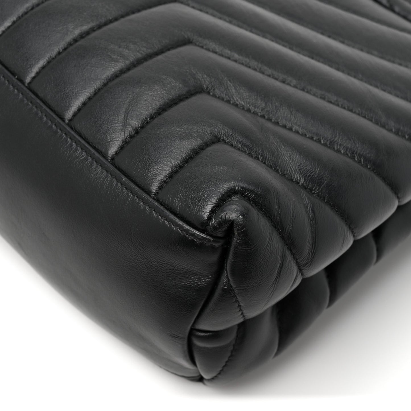 Grain de Poudre Calfskin Y Quilted Monogram Medium Loulou Chain Satchel Black