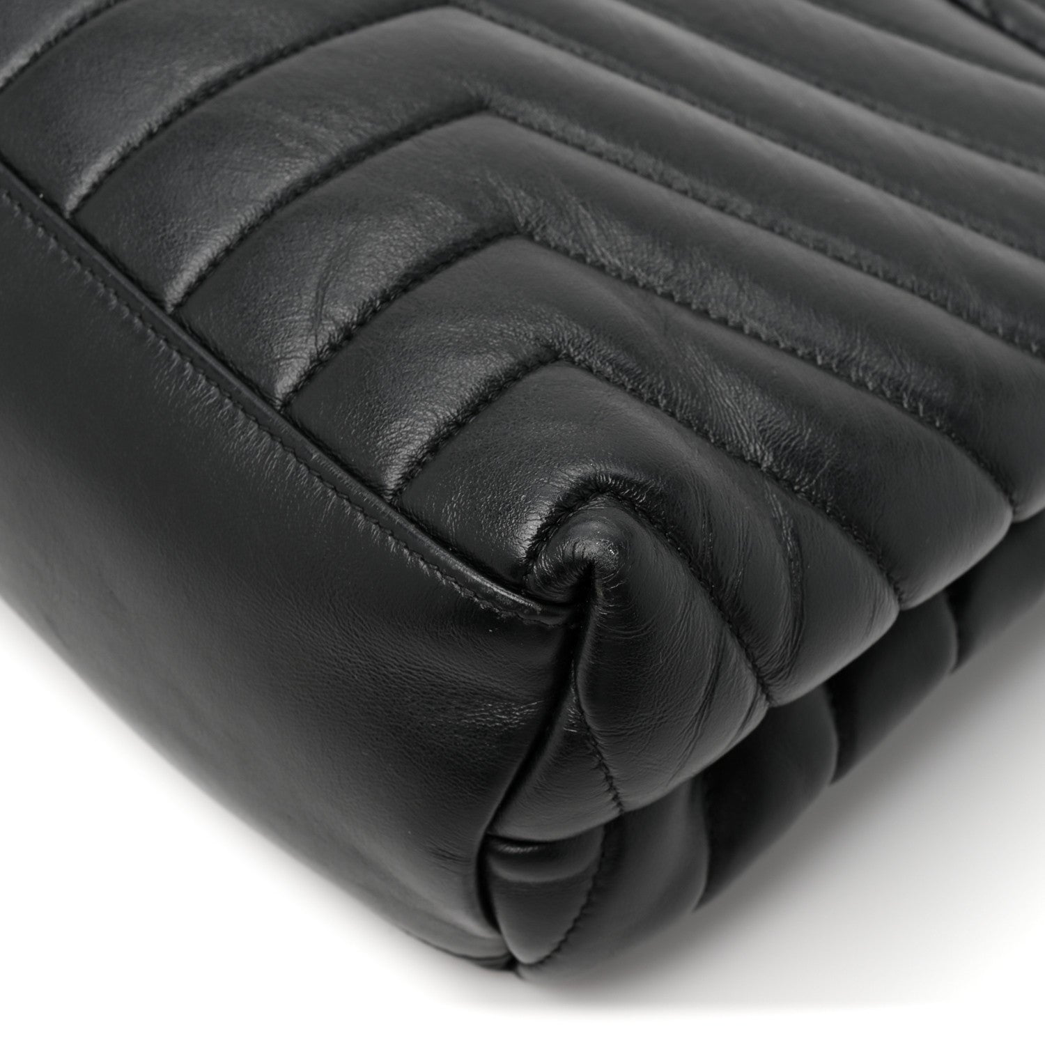 Saint Laurent Grain de Poudre Calfskin Y Quilted Monogram Medium Loulou Chain Satchel Black 15 of 16
