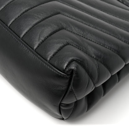 Saint Laurent Grain de Poudre Calfskin Y Quilted Monogram Medium Loulou Chain Satchel Black 15 of 16