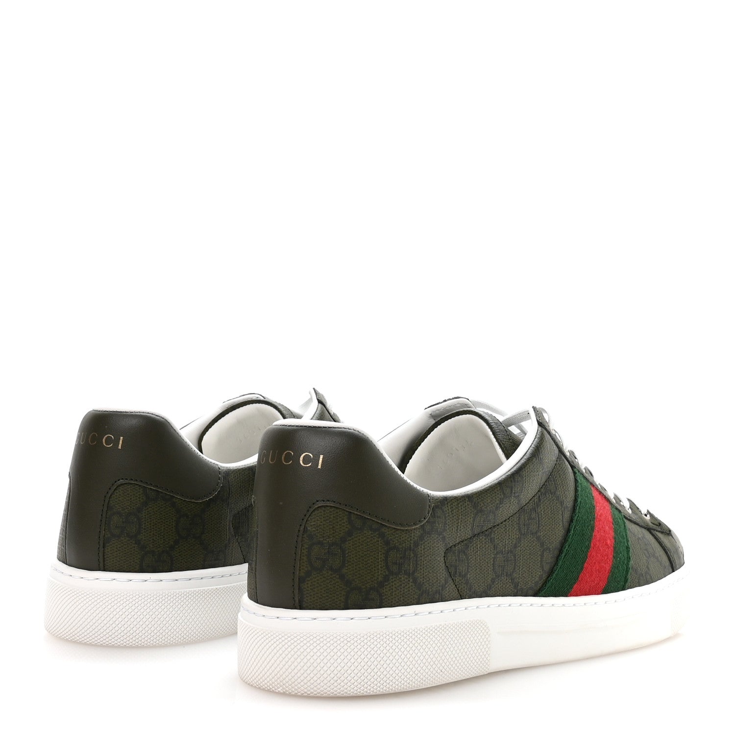 Gucci GG Supreme Monogram Web Mens New Ace Sneakers 9.5 Green 5 of 9