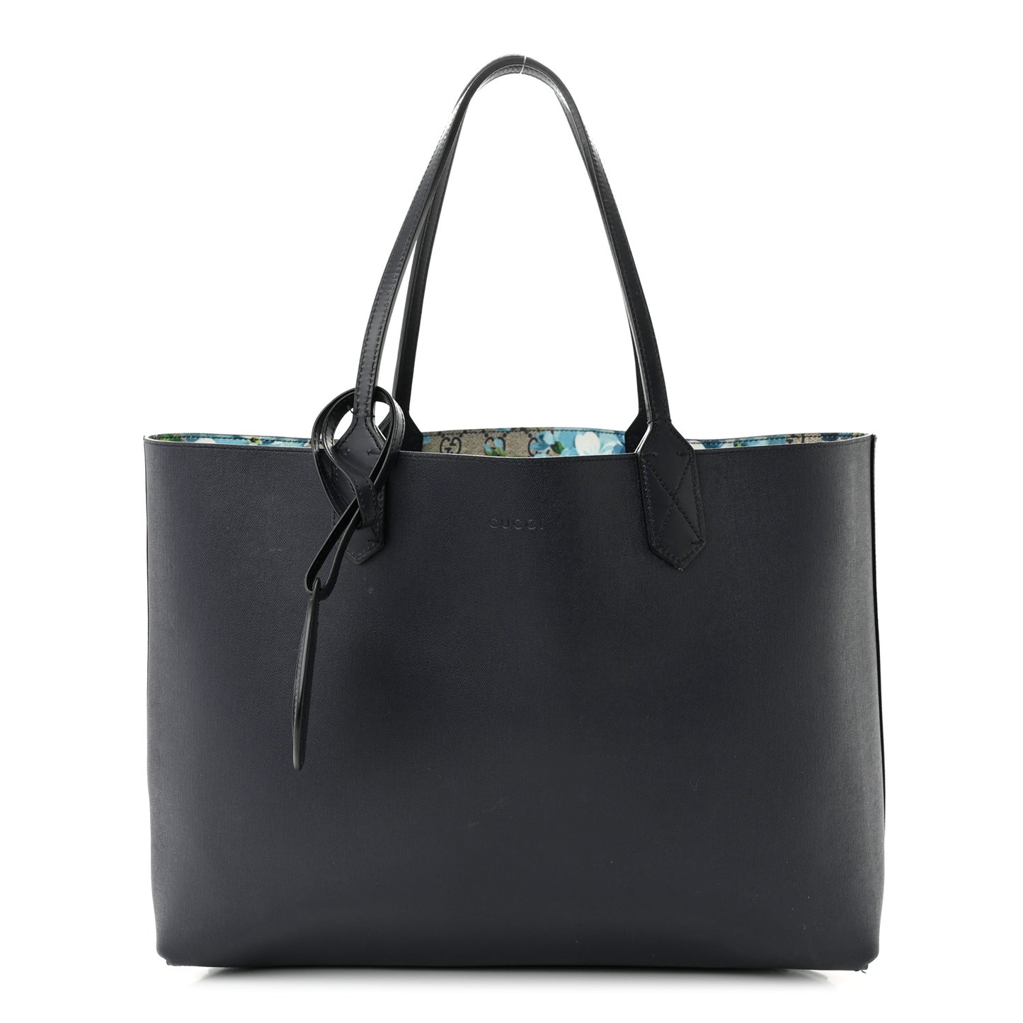 GG Supreme Monogram Blooms Medium Reversible Tote Beige Blue Navy