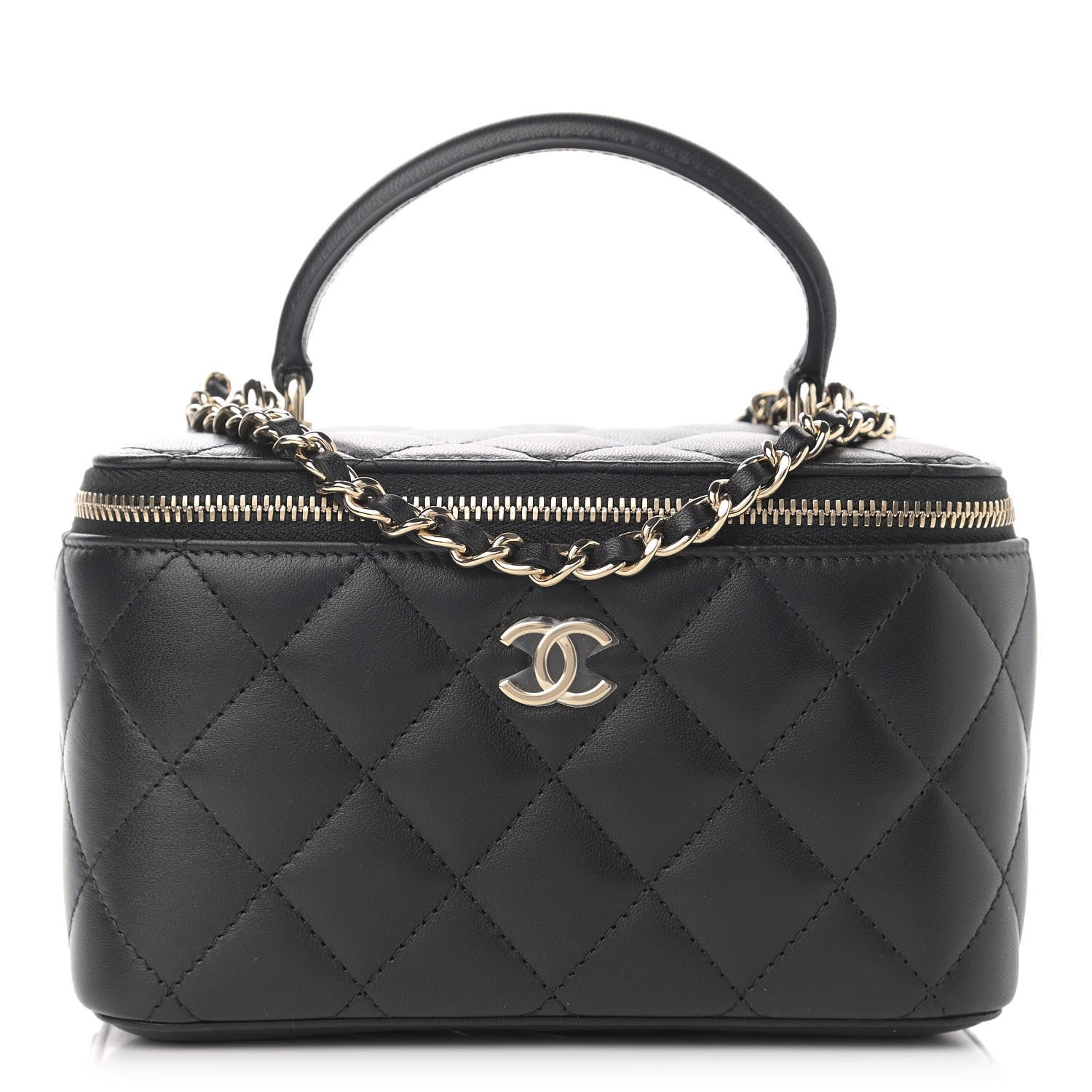 Chanel Lambskin Quilted Small Top Handle Vanity Case With Chain Black 1 of 11