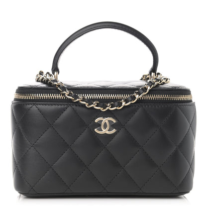 Chanel Lambskin Quilted Small Top Handle Vanity Case With Chain Black 1 of 11