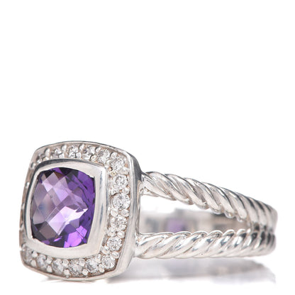David Yurman Sterling Silver Diamond Amethyst 7mm Petite Albion Ring 55 7.25 3 of 5