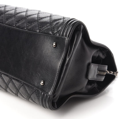 Chanel Calfskin Quilted Double Stitch Large Boy Tote Black 7 of 9