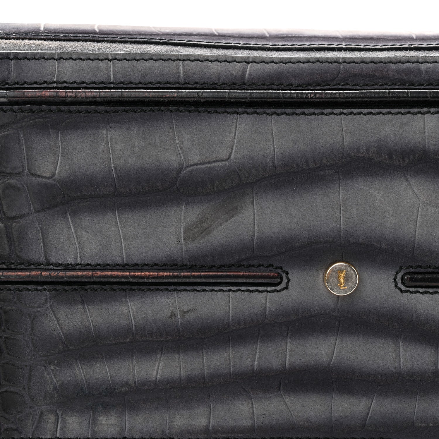 Saint Laurent Nubuck Calfskin Crocodile Embossed Large Muse Two Grey 11 of 12