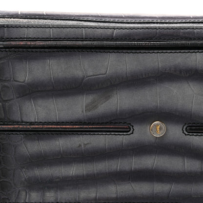 Saint Laurent Nubuck Calfskin Crocodile Embossed Large Muse Two Grey 11 of 12