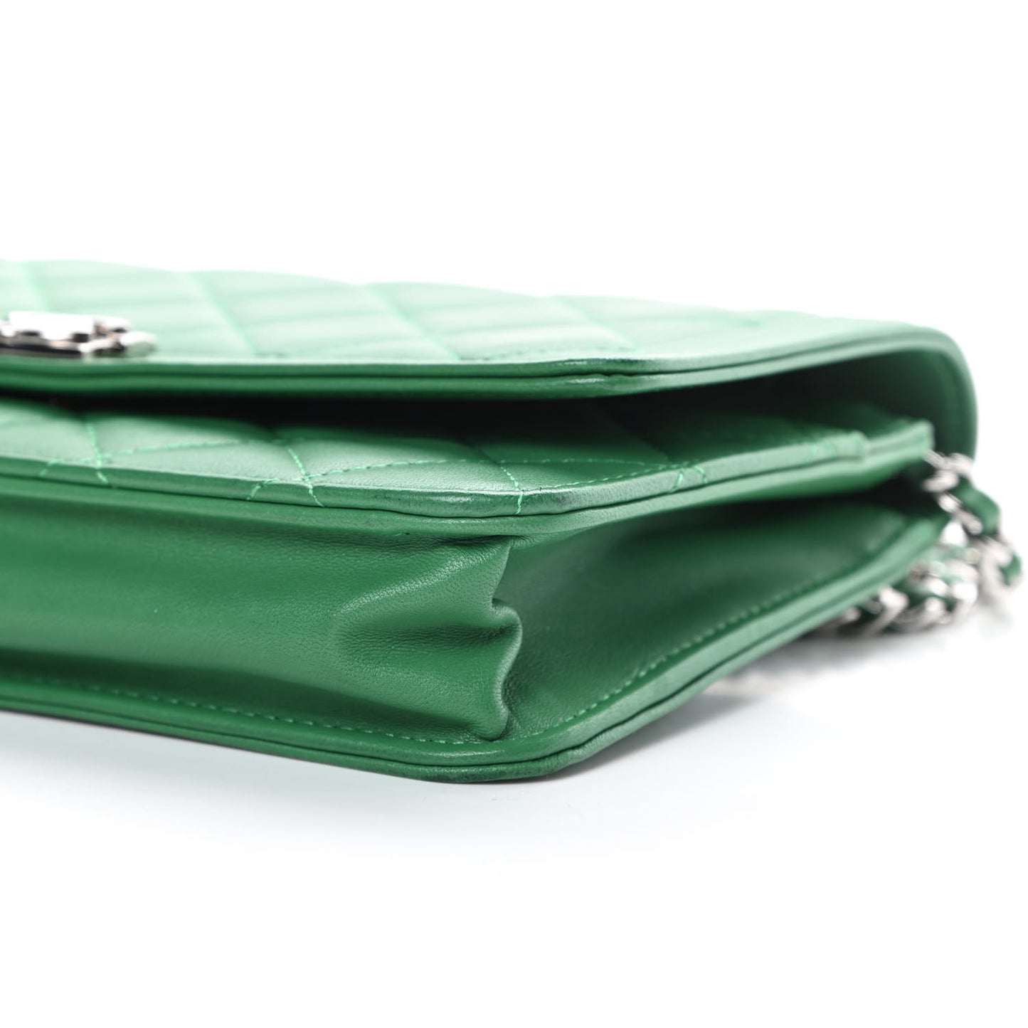 Lambskin Quilted Boy Wallet On Chain WOC Green