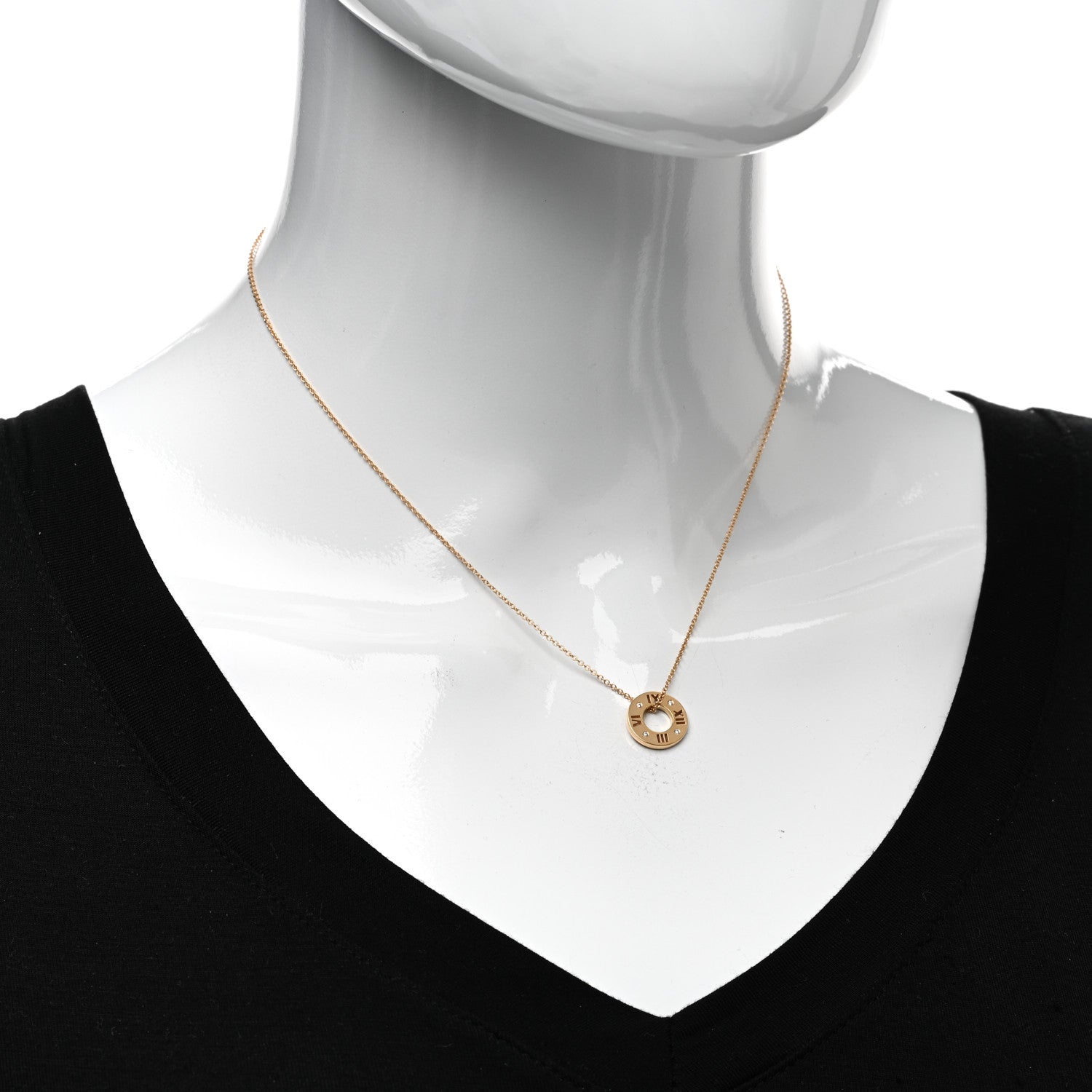 Tiffany 18K Rose Gold Diamond Atlas Pierced Pendant Necklace 2 of 5