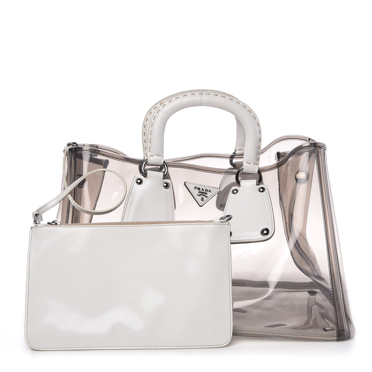 Vinyl Calfskin Tote Transparent White