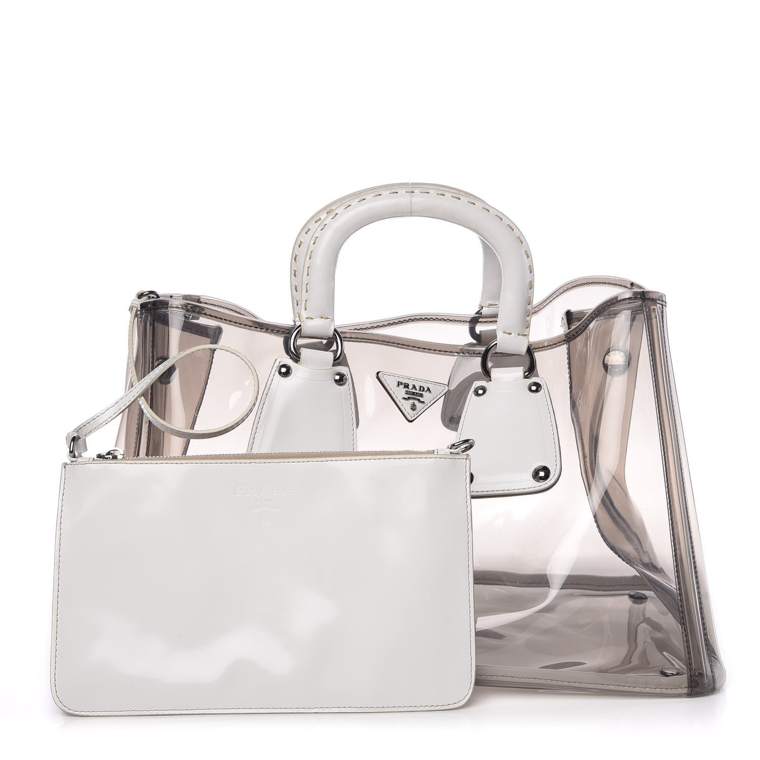 Prada Vinyl Calfskin Tote Transparent White 3 of 20