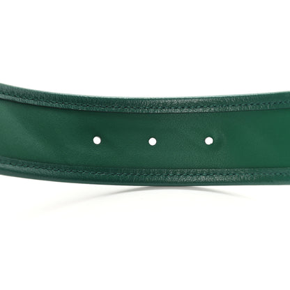 Gucci Vintage Effect Calfskin Matelasse Diagonal Enamel Double G 40mm Belt 95 38 Pavone 5 of 7