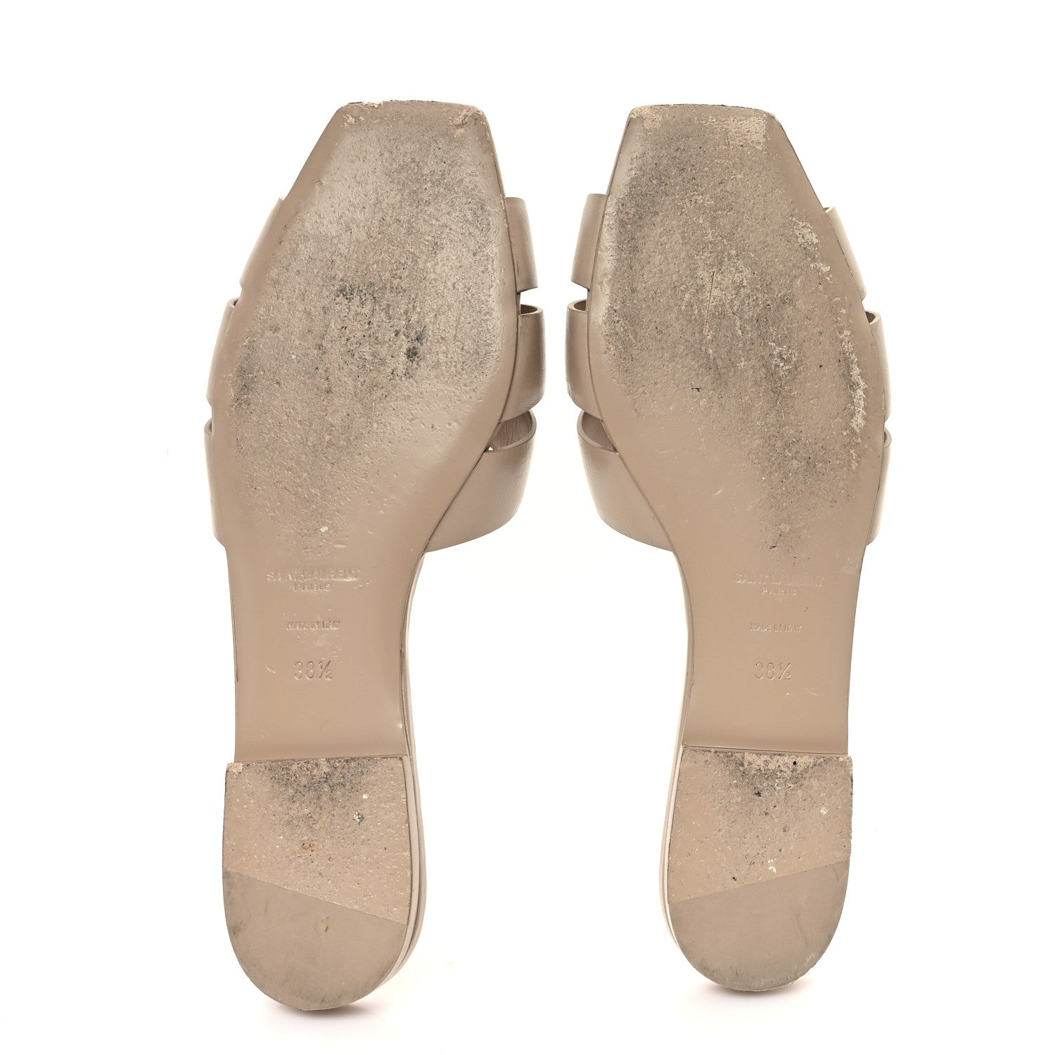 Saint Laurent Calfskin Tribute 05 Slide Sandals 38.5 Dark Beige 6 of 9