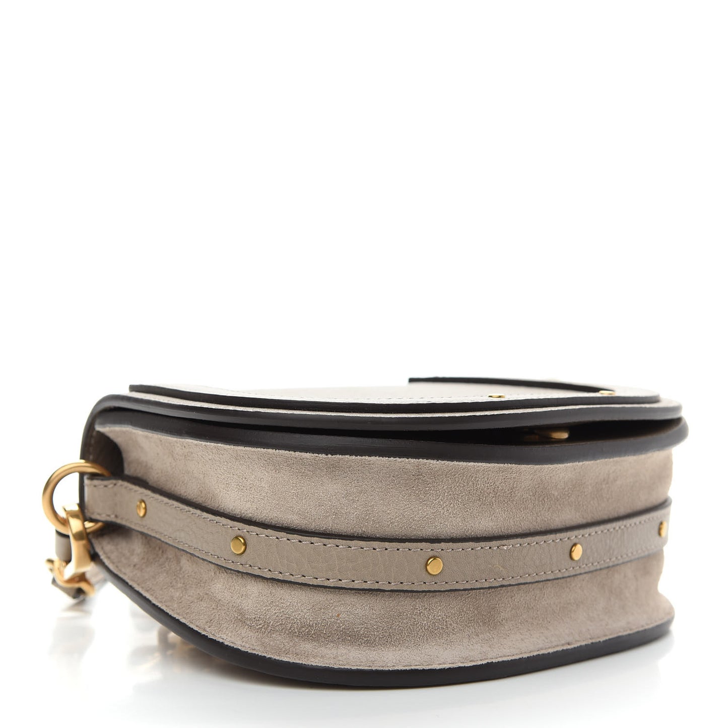 Calfskin Suede Small Nile Bracelet Bag Motty Grey