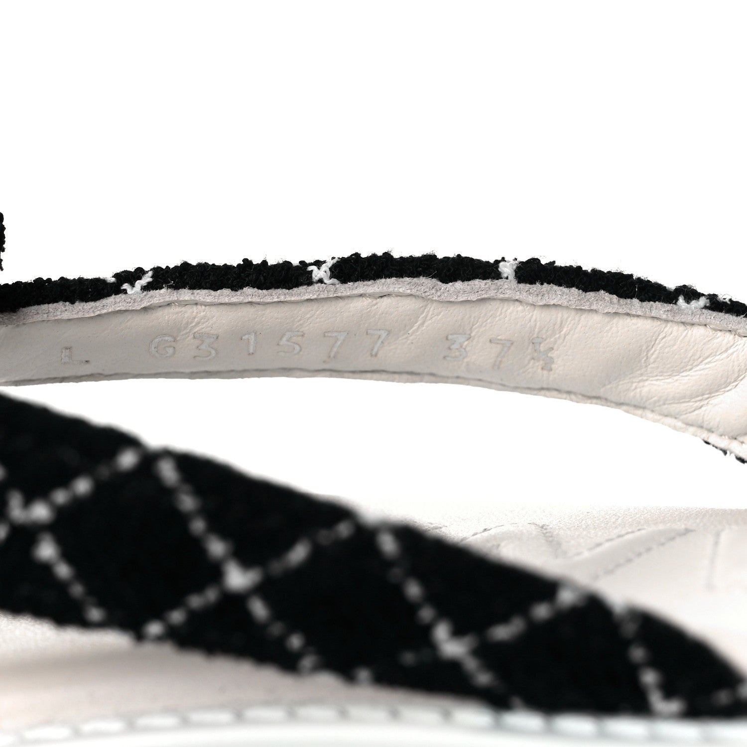 Chanel Tweed Quilted Camellia Thong Sandals 37.5 Black White 8 of 8