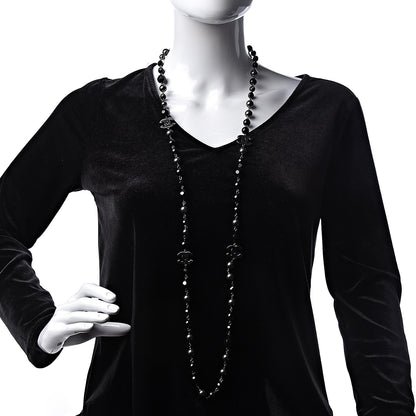Chanel Ruthenium Pearl Beaded CC Long Necklace Black 2 of 5