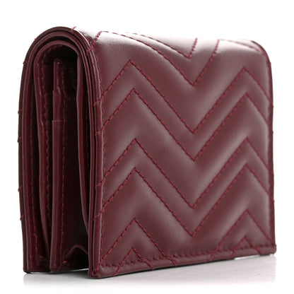 Gucci Calfskin Matelasse GG Marmont Card Case Wallet Rosso Ancora 3 of 10