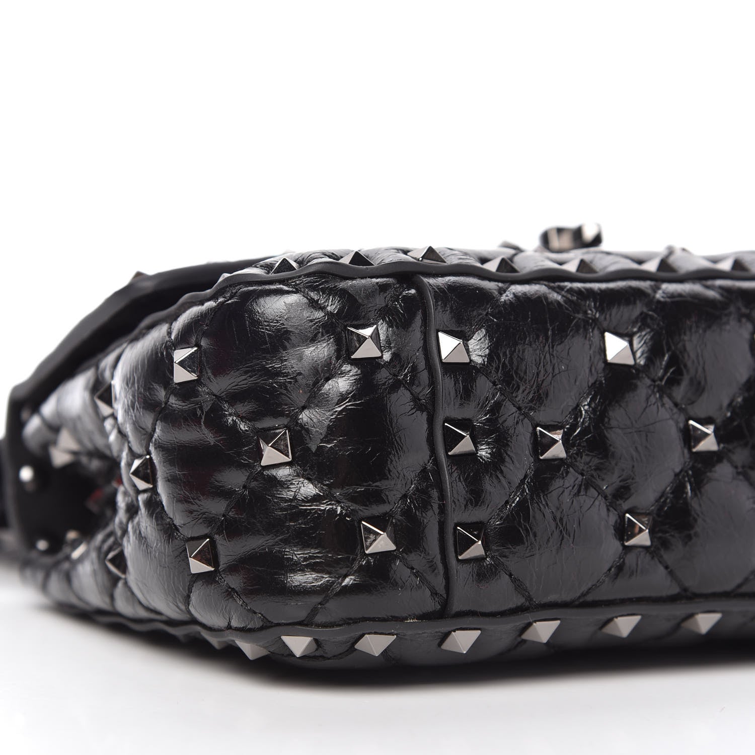 Valentino Garavani Craquele Nappa Small Rockstud Spike Shoulder Bag Black 6 of 9