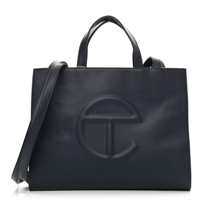 Telfar Vegan Leather Medium Shopping Bag Navy 1 of 10