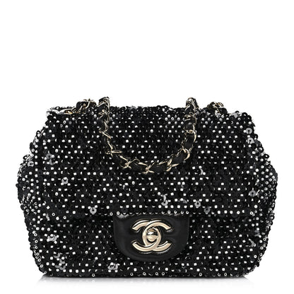 Chanel Sequin Mini Square Flap Black 1 of 11
