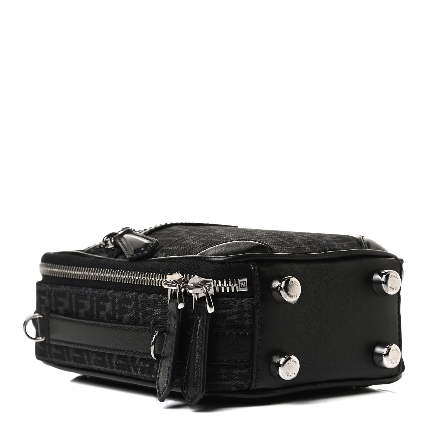 Fendi Recycled Fabric Jacquard Vitello Astro Micro FF Mini Trolley Bag Asfalto Black 4 of 15