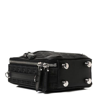 Fendi Recycled Fabric Jacquard Vitello Astro Micro FF Mini Trolley Bag Asfalto Black 4 of 15