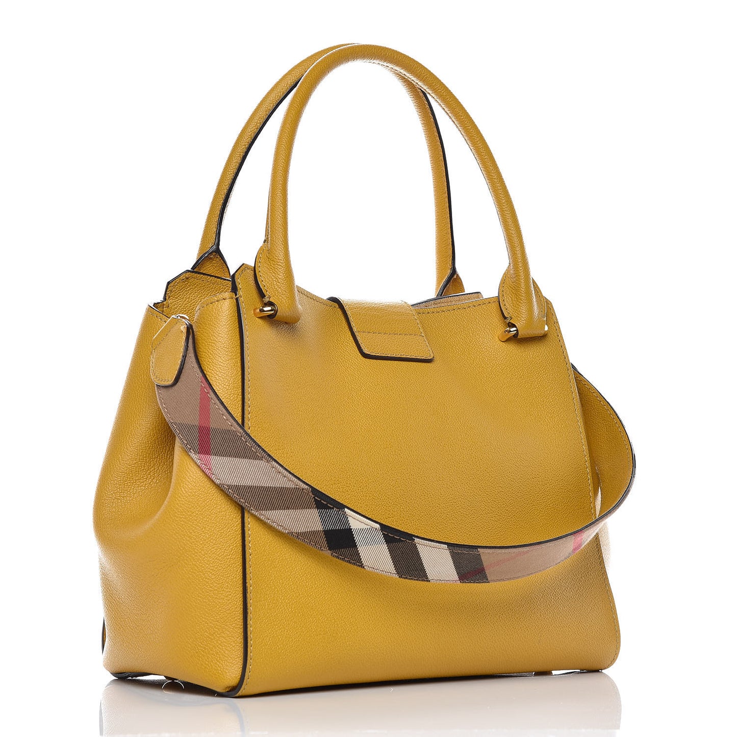 Soft Grain Calfskin Medium Buckle Tote Bright Straw