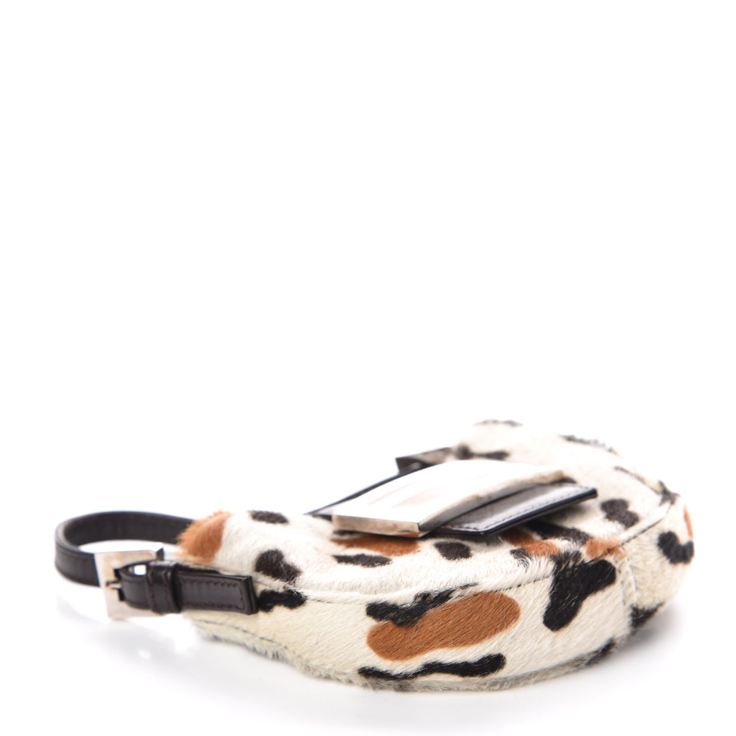 Fendi Calf Hair Leopard Print Croissant White Brown 4 of 10