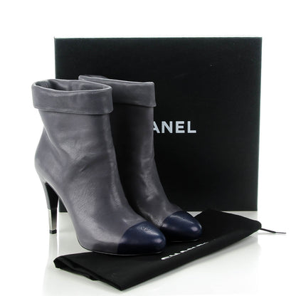 Chanel Lambskin CC Cap Toe Ankle Boots 39 Grey 6 of 9