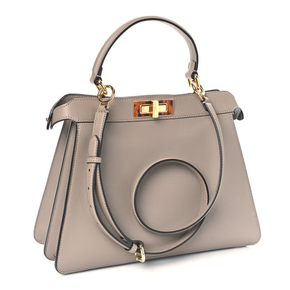 Fendi Vitello Seta Shiny Nappa Plexiglass Medium Peekaboo I SEE U Satchel Tortora 3 of 9