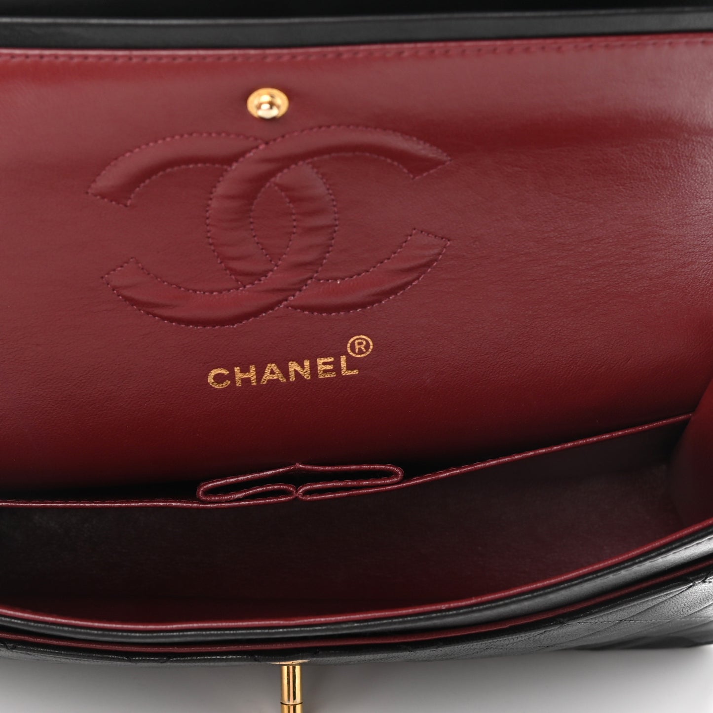 Lambskin Quilted Medium Double Flap Black