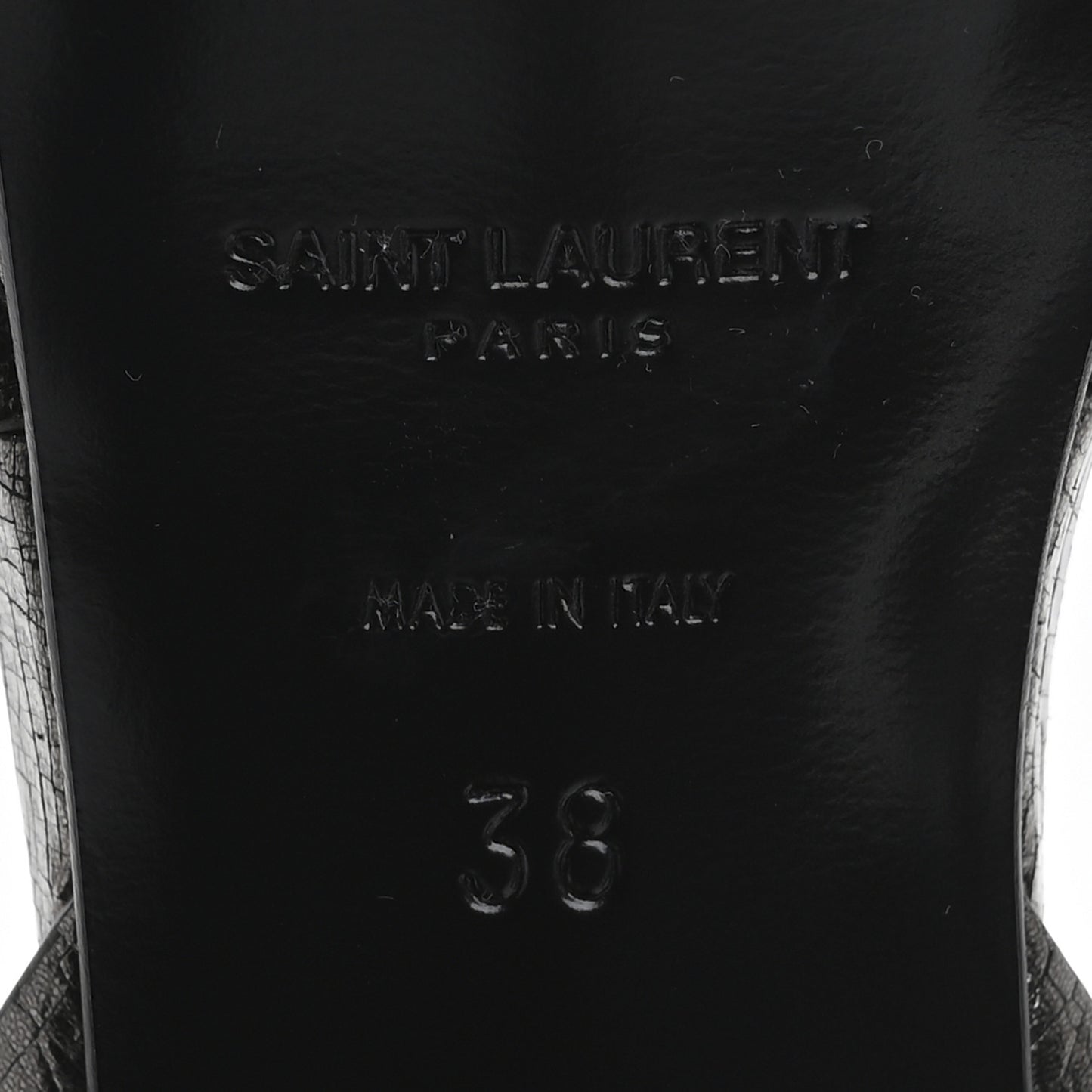 Metallic Crackled Calfskin Tribute 75 Platform Sandals 38 Gunmetal