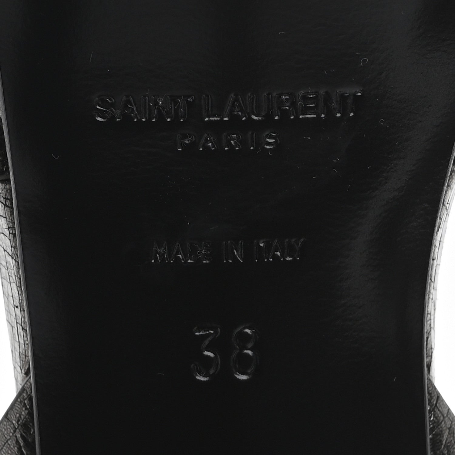 Saint Laurent Metallic Crackled Calfskin Tribute 75 Platform Sandals 38 Gunmetal 8 of 10