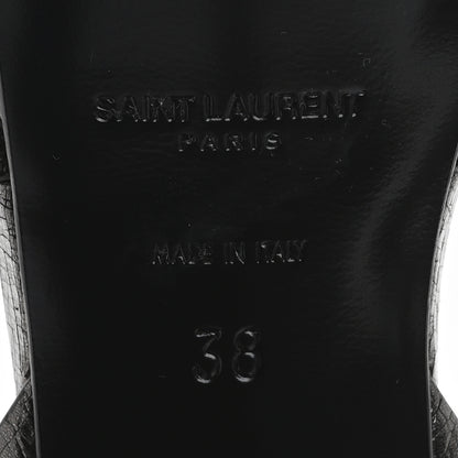 Saint Laurent Metallic Crackled Calfskin Tribute 75 Platform Sandals 38 Gunmetal 8 of 10