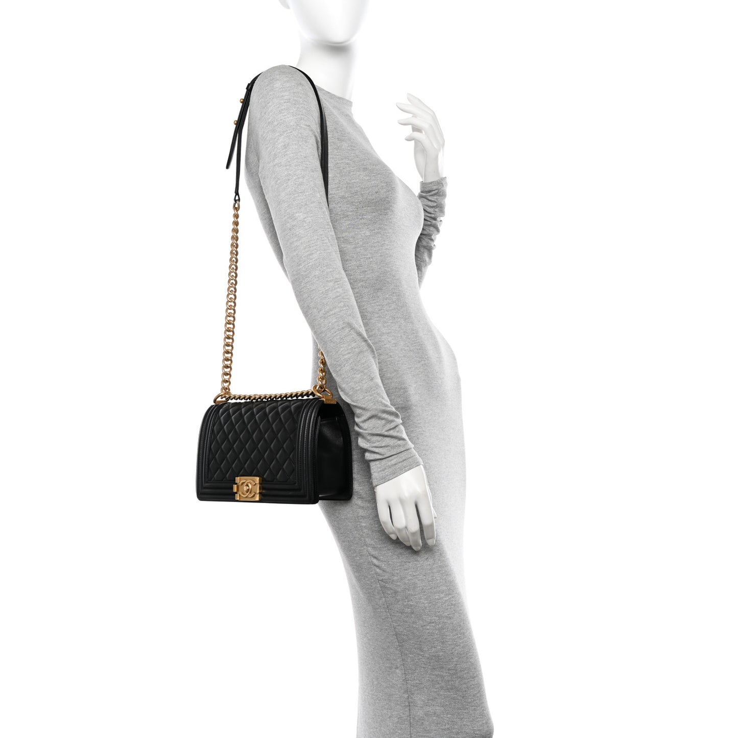 Lambskin Quilted Medium Boy Flap Black