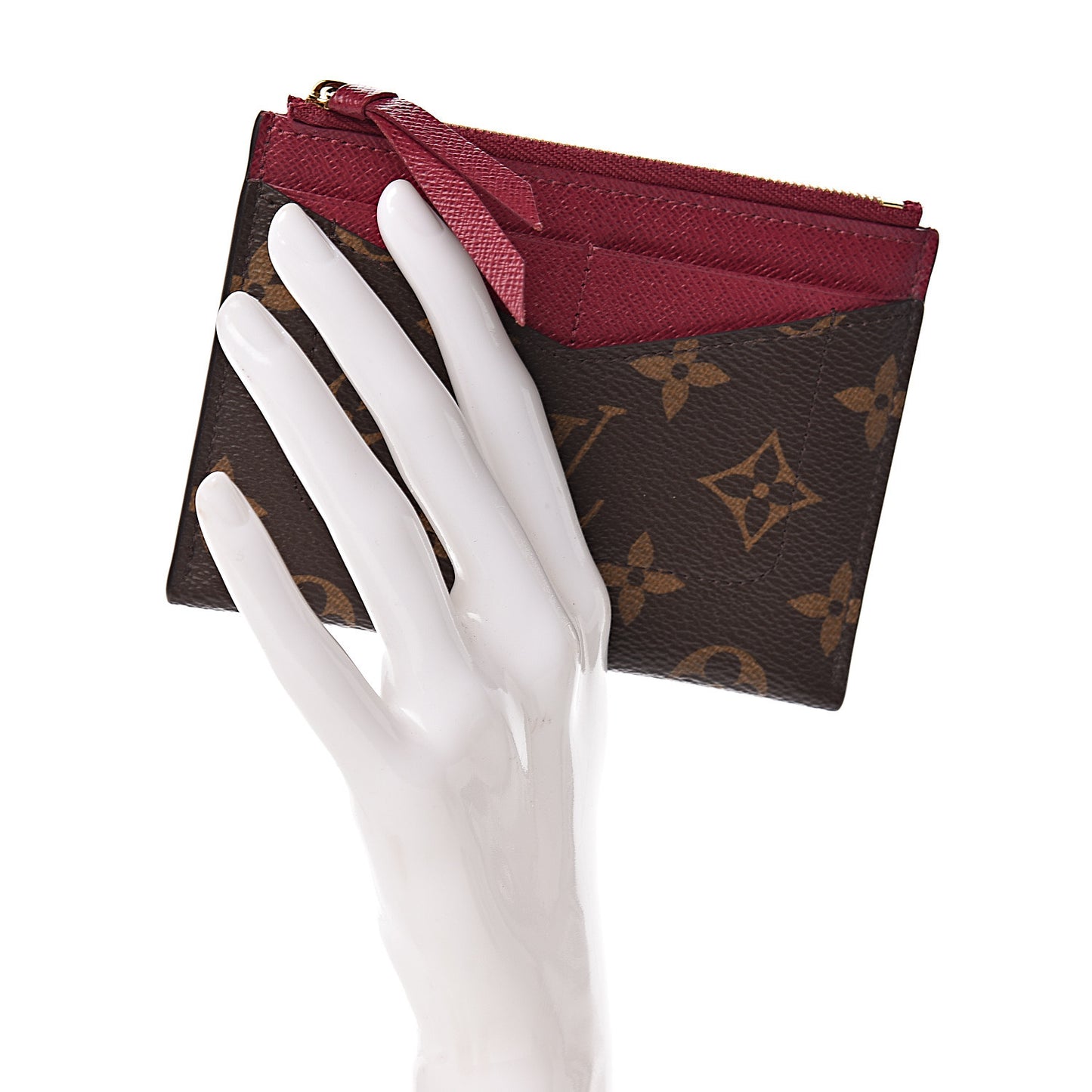 Monogram Zipped Card Holder Fuchsia